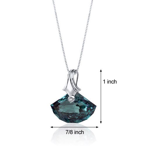 Alexandrite Pendant Necklace Sterling Silver Shell Cut 21 Cts