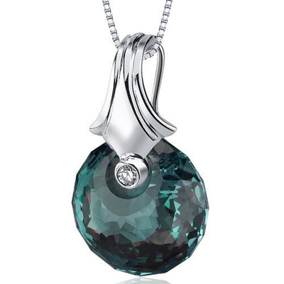 Alexandrite Pendant Necklace Sterling Silver Snail Cut 22 Cts