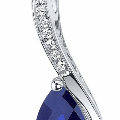 Blue Sapphire Pendant Necklace Sterling Silver 2.25 Carats