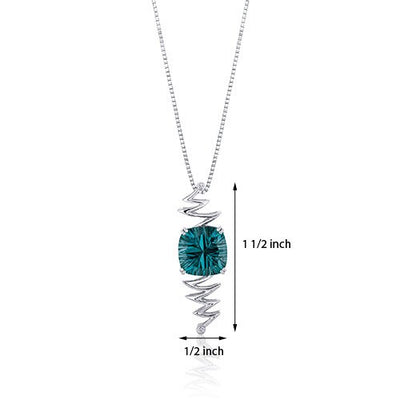 Green Spinel Pendant Necklace Sterling Silver Cushion 10 Carat