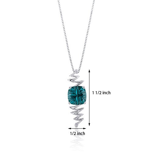 Green Spinel Pendant Necklace Sterling Silver Cushion 10 Carat