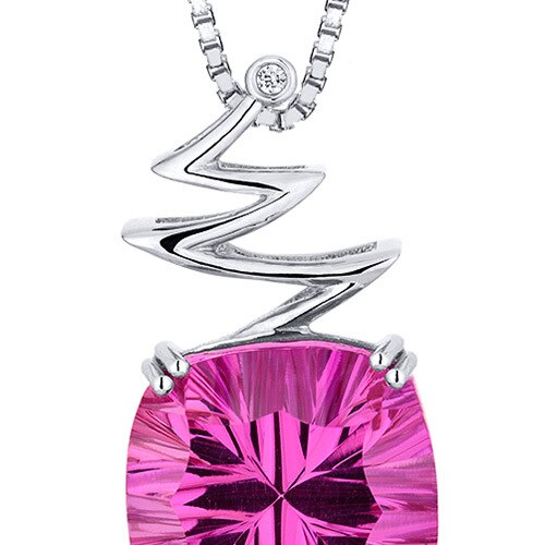 Pink Sapphire Pendant Necklace Sterling Silver Cushion 10 Cts