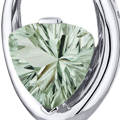 Green Amethyst Pendant Sterling Silver Concave Cut 5 Carats