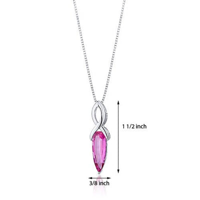 Pink Sapphire Pendant Necklace Sterling Silver Marquise 7 Cts