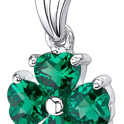Emerald Pendant Necklace Sterling Silver Heart Shape 2 Carats