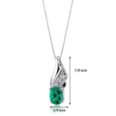 Emerald Pendant Necklace Sterling Silver Oval Shape 1 Carats