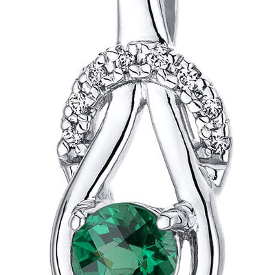 Emerald Pendant Necklace Sterling Silver Round Shape 0.5 Carat