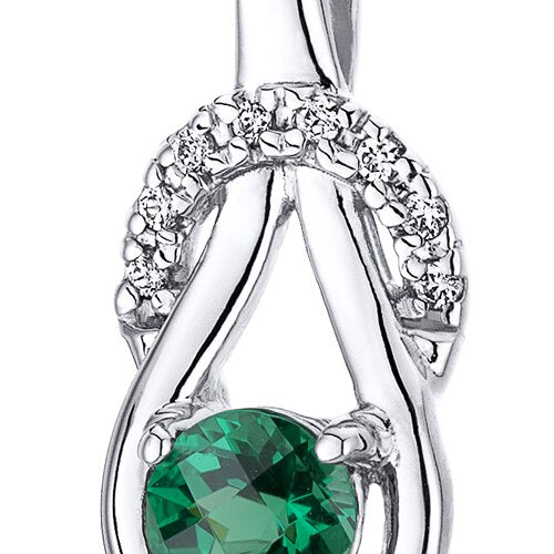 Emerald Pendant Necklace Sterling Silver Round Shape 0.5 Carat