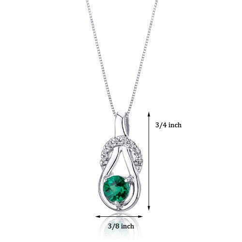 Emerald Pendant Necklace Sterling Silver Round Shape 0.5 Carat