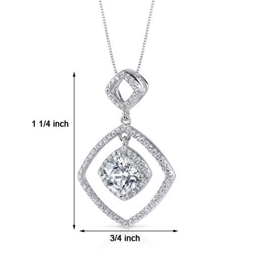 Cubic Zirconia Pendant Necklace Sterling Silver