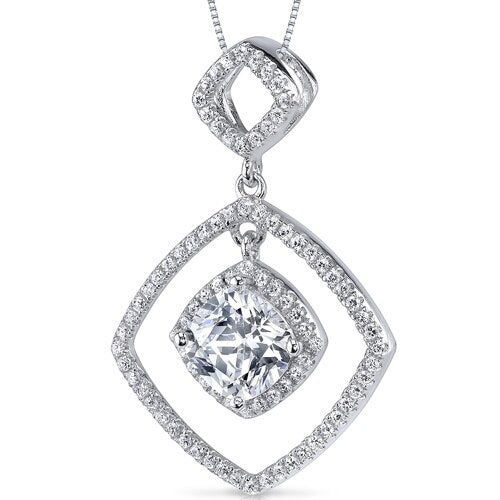 Cubic Zirconia Pendant Necklace Sterling Silver