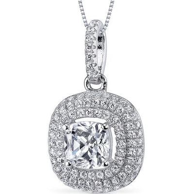 Cubic Zirconia Pendant Necklace Sterling Silver