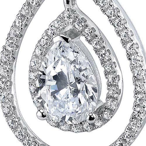 Cubic Zirconia Pendant Necklace Sterling Silver Pear