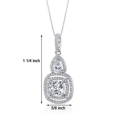 Cubic Zirconia Pendant Necklace Sterling Silver