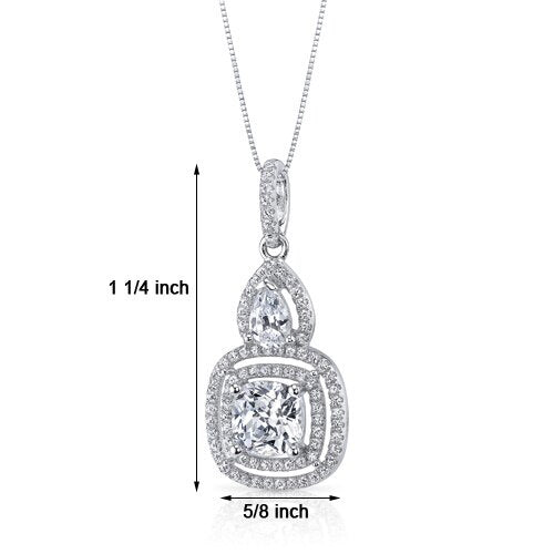 Cubic Zirconia Pendant Necklace Sterling Silver