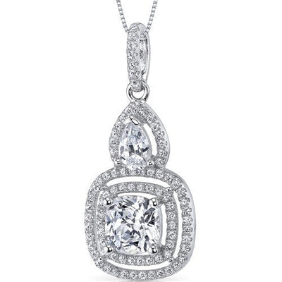 Cubic Zirconia Pendant Necklace Sterling Silver