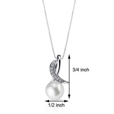 Freshwater Cultured 8.5mm White Pearl Infinity Pendant Necklace Sterling Silver