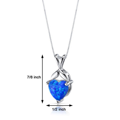 Blue Green Opal Pendant Necklace Sterling Silver Heart 2.5 Cts