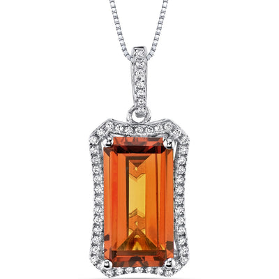 7.00 Cts Padparadscha Sapphire Pendant Sterling Silver Octagon