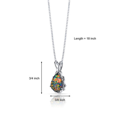 Black Opal Stala Pendant Necklace Sterling Silver 1.00 Carat