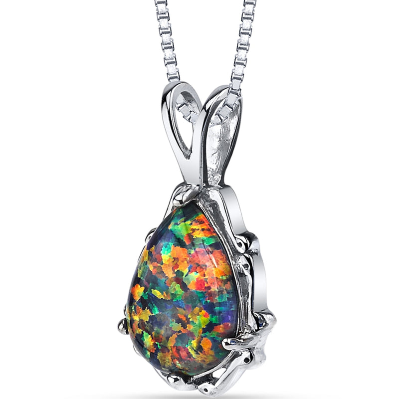 Black Opal Stala Pendant Necklace Sterling Silver 1.00 Carat