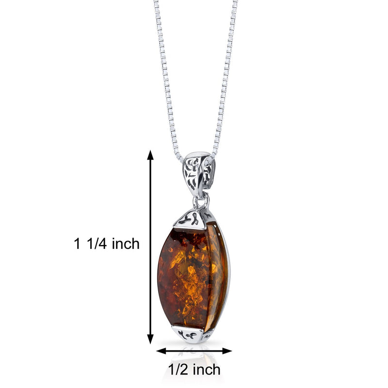 Baltic Amber Gallery Pendant Necklace Sterling Silver Cognac