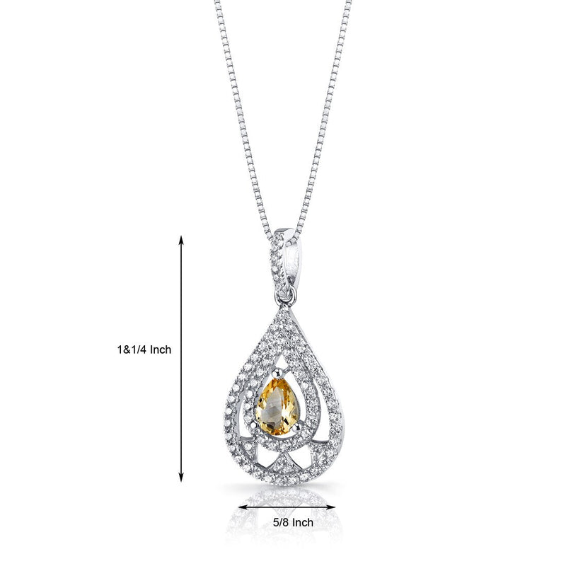 Citrine Chandelier Pendant Necklace Sterling Silver 0.5 Carats