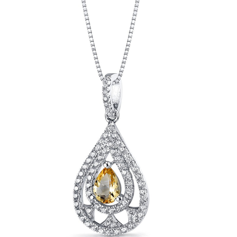 Citrine Chandelier Pendant Necklace Sterling Silver 0.5 Carats