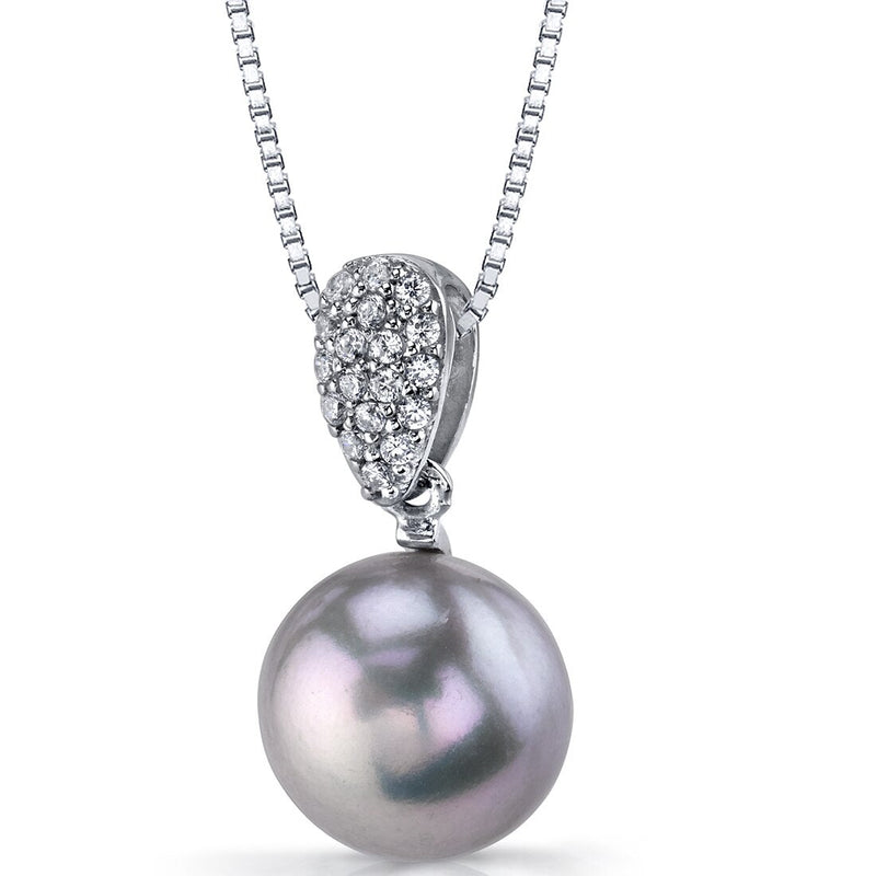 Freshwater Cultured 11.50mm Grey Pearl Twilight Pendant Necklace Sterling Silver