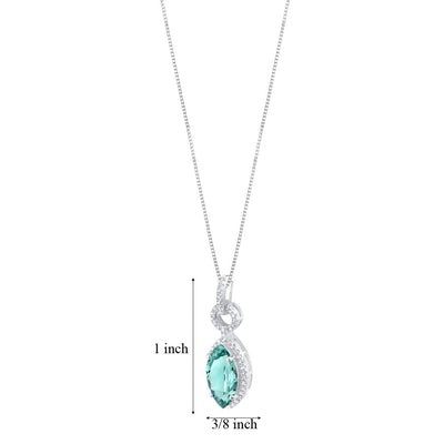 Simulated Paraiba Tourmaline Sterling Silver Royal Pendant Necklace 3.50 Carats