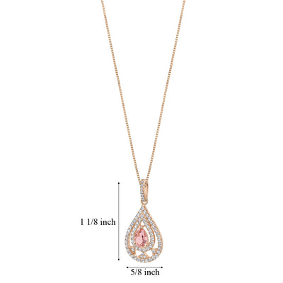 Simulated Morganite Rose-Tone Sterling Silver Divine Pendant Necklace 1 Carat