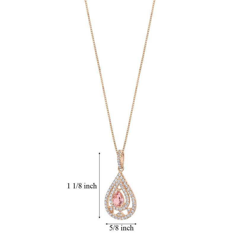 Simulated Morganite Rose-Tone Sterling Silver Divine Pendant Necklace 1 Carat