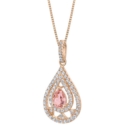 Simulated Morganite Rose-Tone Sterling Silver Divine Pendant Necklace 1 Carat