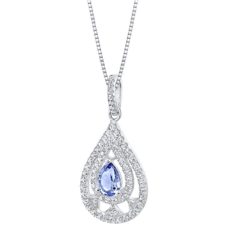 Simulated Tanzanite Sterling Silver Divine Pendant Necklace 1 Carat
