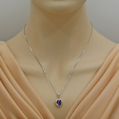 Amethyst Sterling Silver Sphere Pendant Necklace
