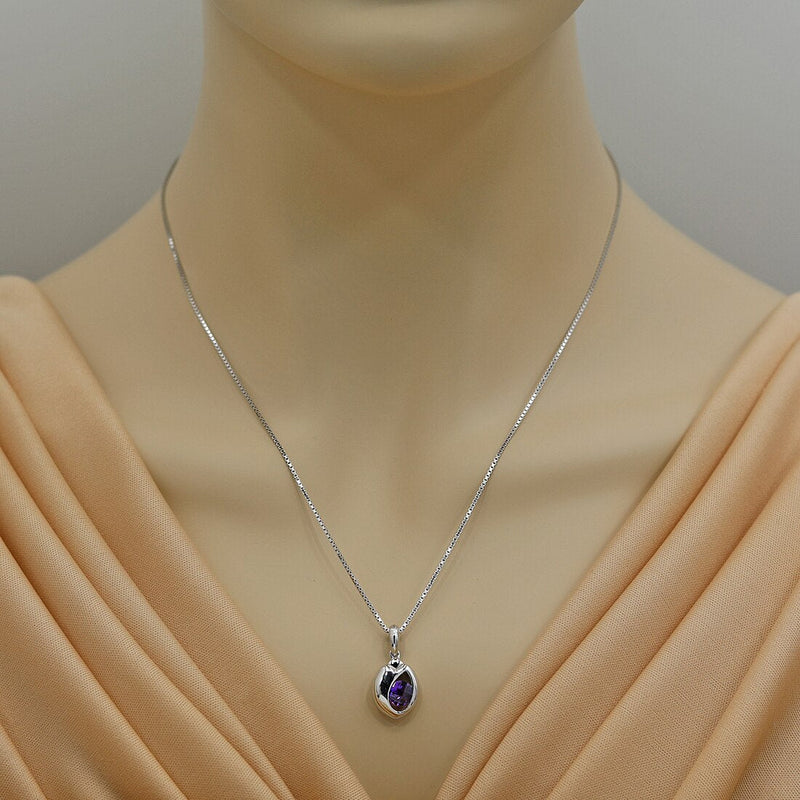 Amethyst Sterling Silver Sphere Pendant Necklace