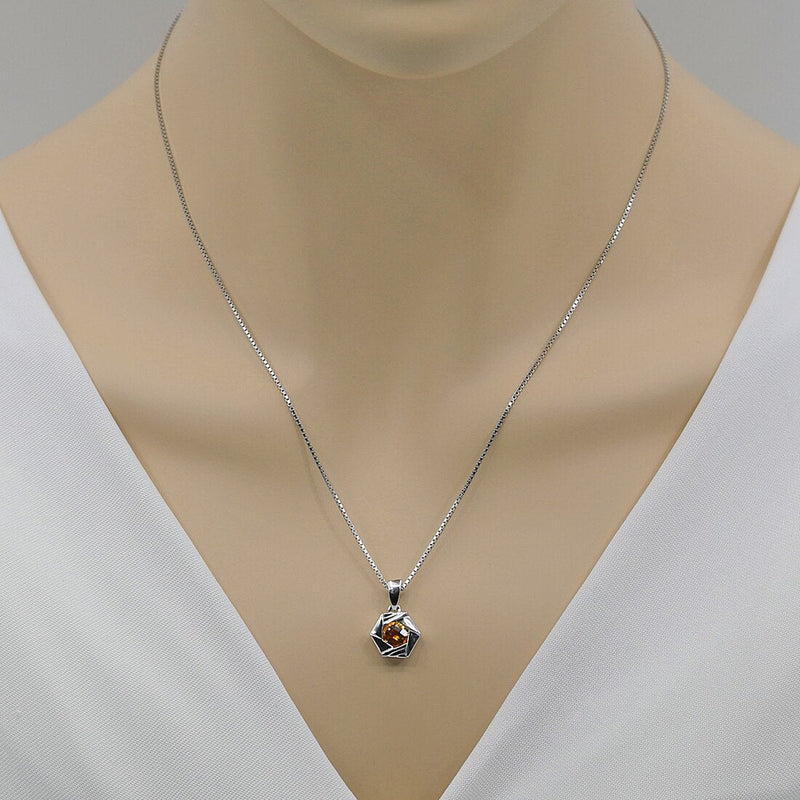 Citrine Sterling Silver Cirque Pendant Necklace