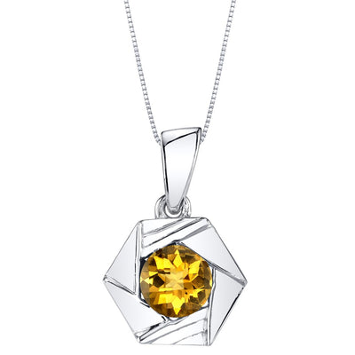 Citrine Sterling Silver Cirque Pendant Necklace