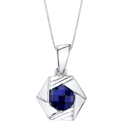 Created Blue Sapphire Sterling Silver Cirque Pendant Necklace