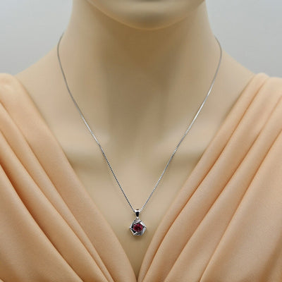 Created Ruby Sterling Silver Cirque Pendant Necklace