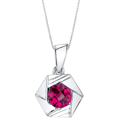 Created Ruby Sterling Silver Cirque Pendant Necklace