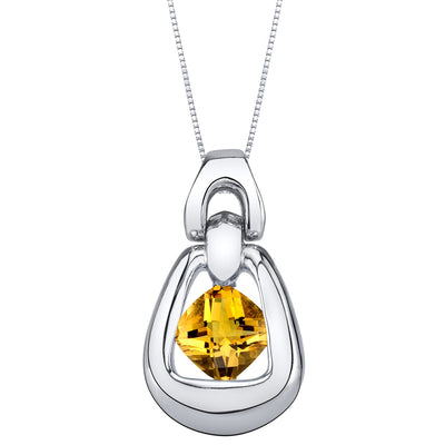 Citrine Sterling Silver Sungate Pendant Necklace