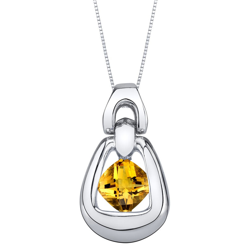 Citrine Sterling Silver Sungate Pendant Necklace