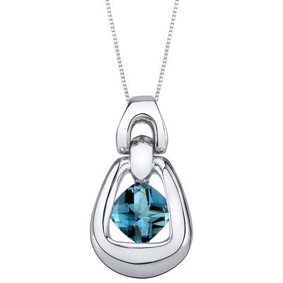 London Blue Topaz Sterling Silver Sungate Pendant Necklace