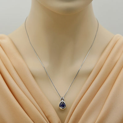 Created Blue Sapphire Sterling Silver Sungate Pendant Necklace