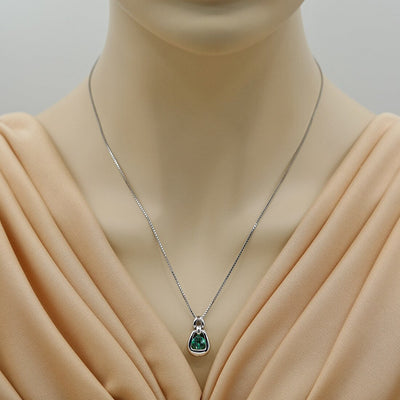 Simulated Emerald Sterling Silver Sungate Pendant Necklace