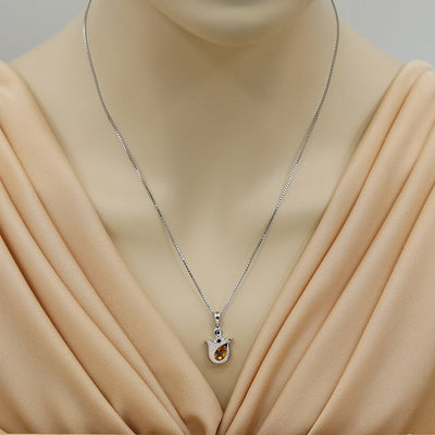 Citrine Sterling Silver Tulip Pendant Necklace