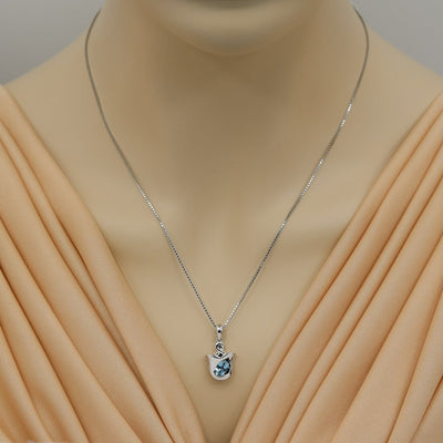 London Blue Topaz Sterling Silver Tulip Pendant Necklace