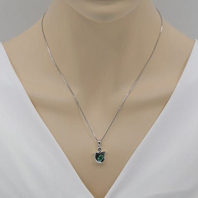 Simulated Emerald Sterling Silver Tulip Pendant Necklace