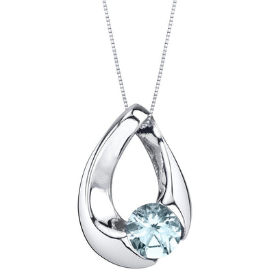 Aquamarine Sterling Silver Slider Pendant Necklace